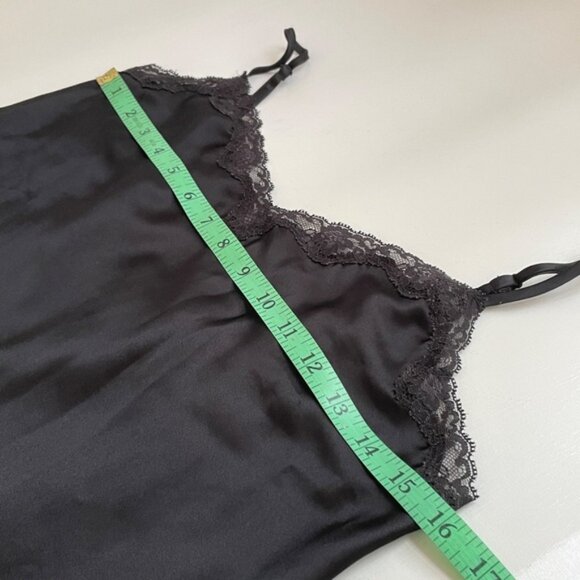 Victorias Secret Satin Slip Dress M Lace Trim Dark Romantic Whimsigoth Intimate - Picture 9 of 13